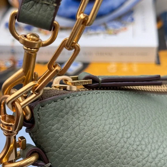 🆕 OROTON 🧿 NWOT Lily Zip Top Leather Crossbody, Olive - Picture 6 of 16